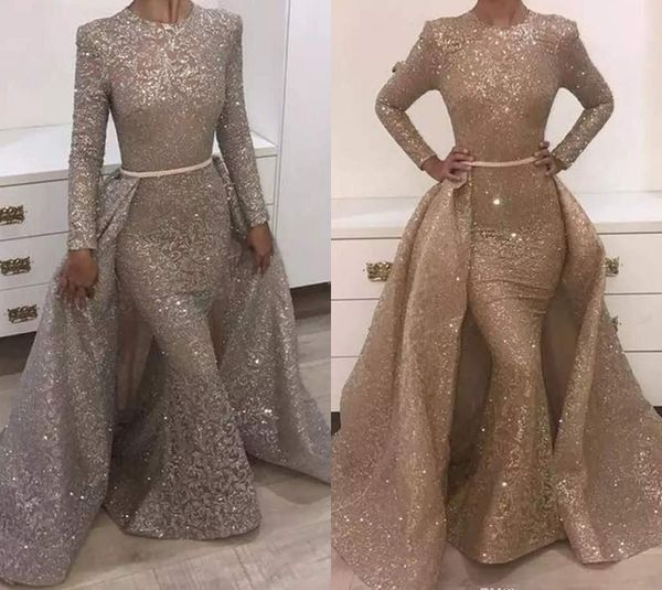 

mermaid evening dresses jewel long sleeve unique design evening gowns lace with sequins beads crystals formal evening dresses, Black;red