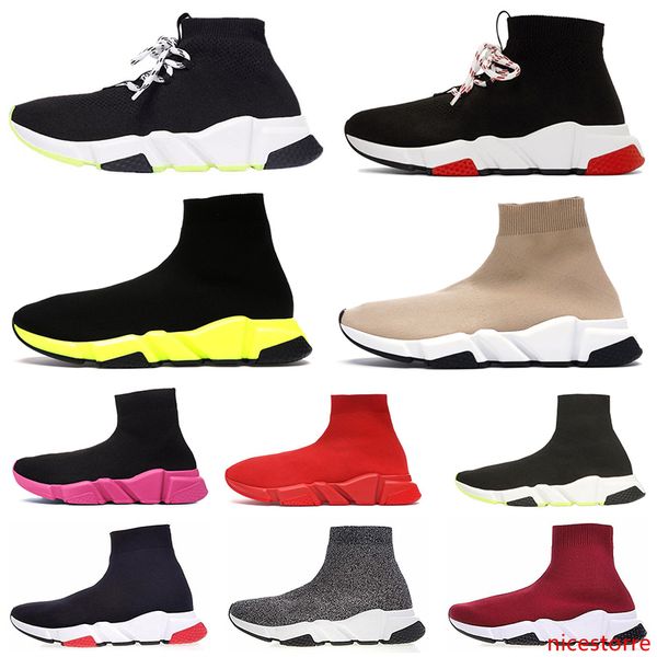 

24-48h ship out дизайнерская обувь speed trainer повседневная обувь для носков тройной черный белый блеск плоские модные мужские женские бег