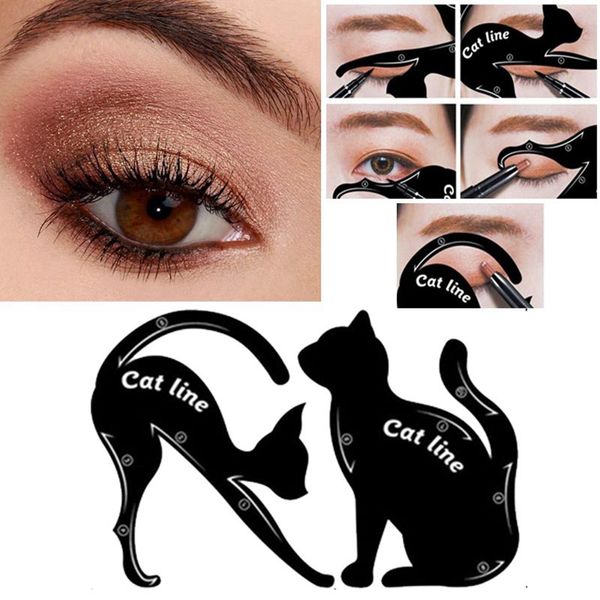 

cat line eye makeup tool eyeliner stencils template shaper model beginners efficient eyeline card tool 1pair rra991