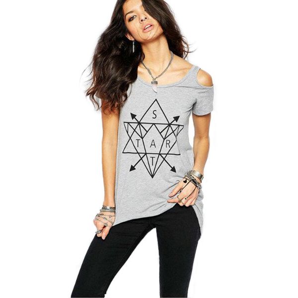 

womens designer summer style sexy off-the-shoulder print trend футболка с коротким рукавом повседневная свободная рубашка clothingwjsl, White