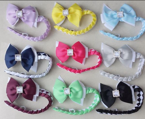 Kız Sentetik saç Bun kare kristal tokaları at kuyruğu Tutucu Donut Halka Başkanı Wrap Hairband saç bandı 50 adet PD020 ile yay klipleri sarar