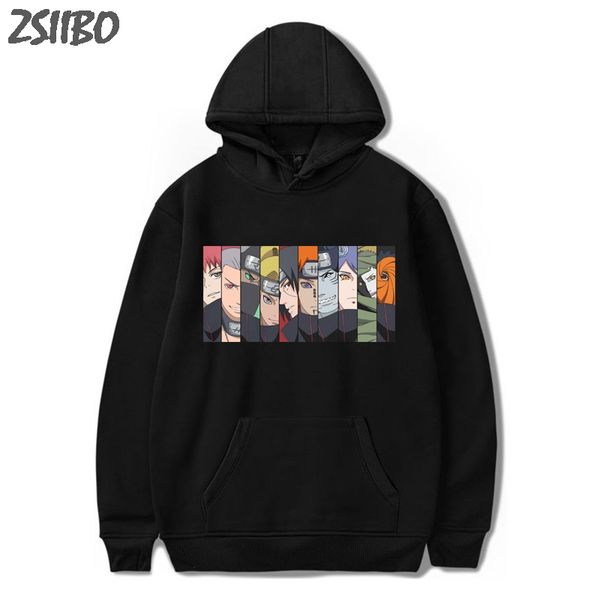 

2020 men's hoodies naruto harajuku hoodie japanese anime funny printed fun streetwear fashion casual male's sweatshirt coats, Black