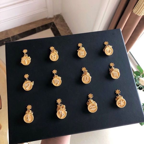 

vintage classic designer copper gold round 12 constellation pendant charm necklace for women jewelry, Silver