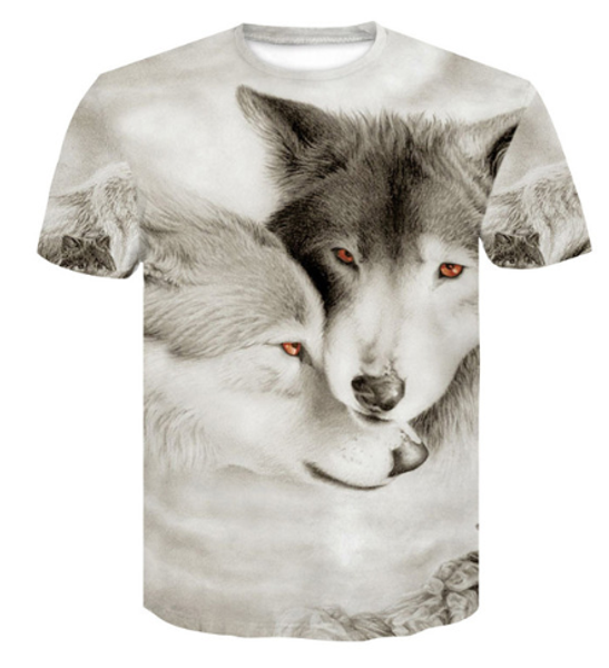 

men/womens fashion cool wolf 3d print harajuku style summer t shirt tees plus size style outfit funny summer 3d t-shirt u1265, White;black
