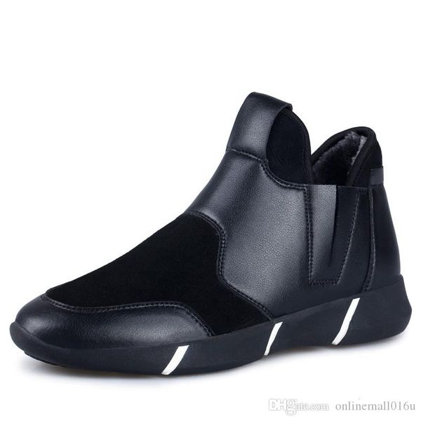 

good quality mens slip-on snow boots with plush inside fashion model winter set feet high shoes have fur inner man warm boot, Black