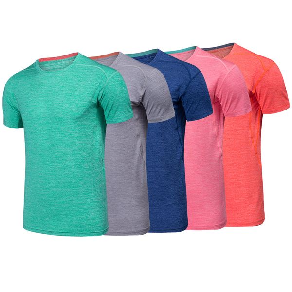 

2020 men's running short sleeve t-shirts quick dry training sport fitness gym running shirts jogging men's jersey sportswear, Black;blue