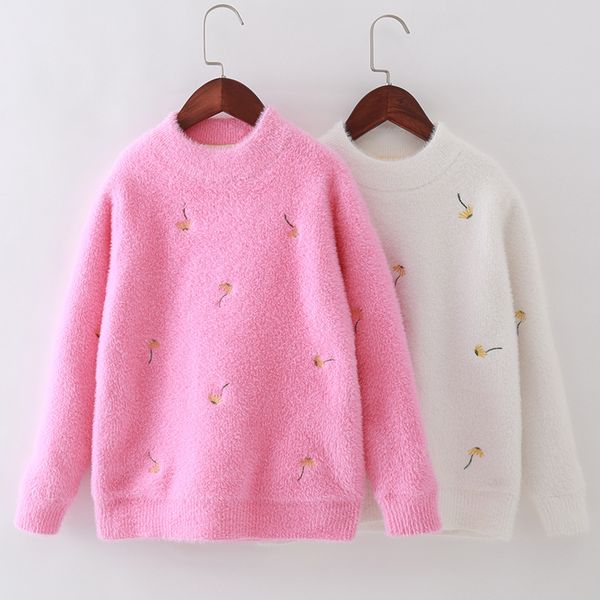 

2019 warm floral sweater cardigan for girls autumn winter winter kids pullover casual clothing children sweater 10 years 12 14, Blue