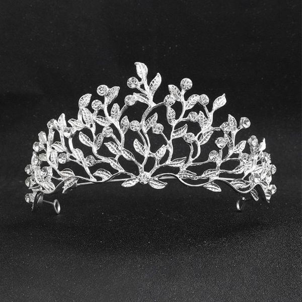 

silvery olive branch crowns classic crystal tiaras for bride wedding accessories hair jewelry