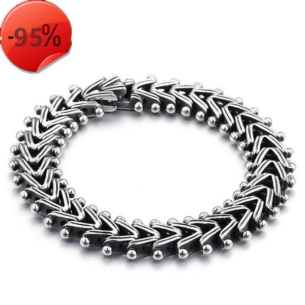 

simple titanium steel men's v-shaped bracelet accessories mens stainless steel bracelets chain for jewelry clasp iced out tennis bracel, Black