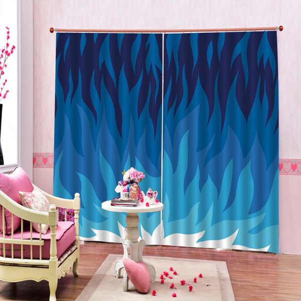 

blue curtains flower 3d curtains living room bedroom drapes cortinas customized size