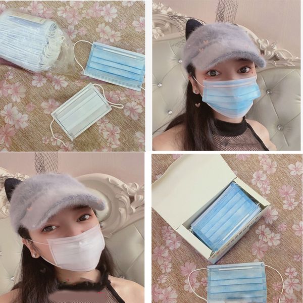 

mascherinel face mask dhl fast drop shipping 100% cotton disposable anti dust face mouth blue kids children face mask
