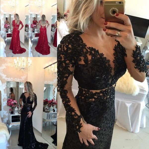 V-NECK BACKLESS BLACK LACE STUNNING DRESS