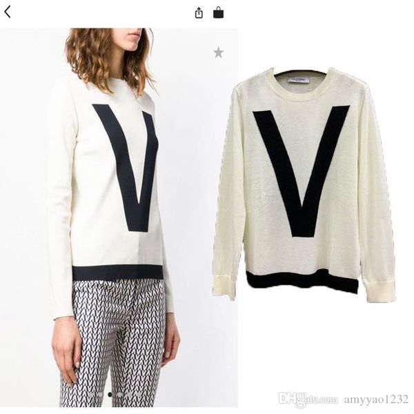 

1122 2019 осень женщины свитер обычная с длинным рукавом круглый вырез печати панелями бренд свитер женская одежда renjie, White;black