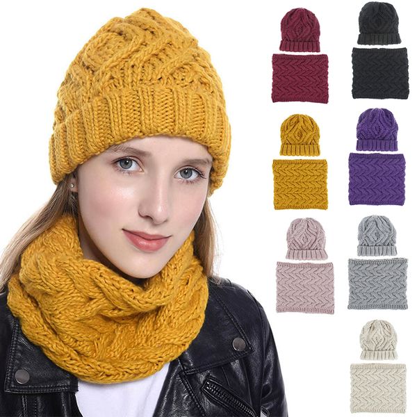 

yeabiu new beanie winter women hat scarf set stretchy knitted women and men hat scarf suit warm female hats ladies cap, Blue;gray