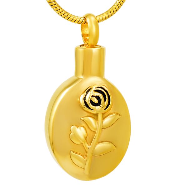 

h8357 rose flower engraved stainless steel cremation jewelry shiny polished pet or person memorial ashes keepsake urn jewelry, Silver