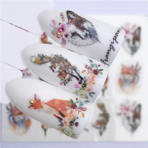 

ywk 1 pc animal flower series nail water decals dream chaserpattern tranfer sticker flamingo fruit nail art decoration, Black