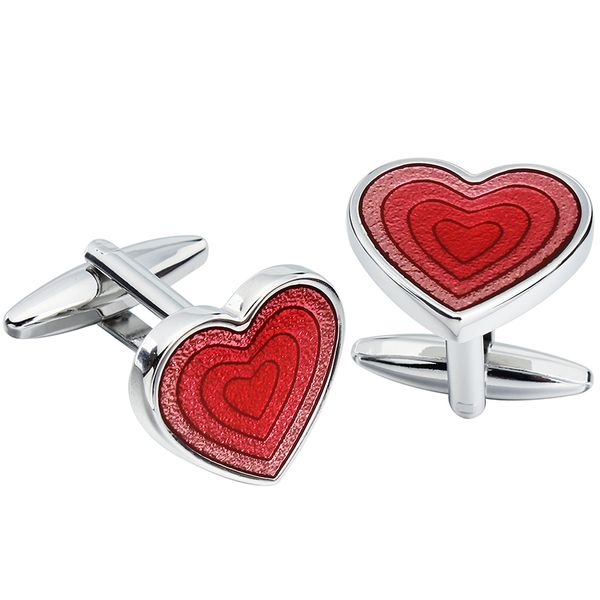 

red love cufflinks with gift box for men shirt show romance, Silver;golden
