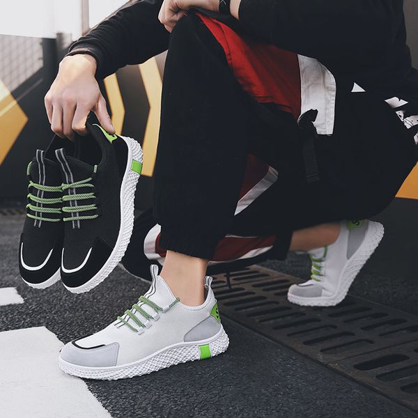 

men's sneakers casual shoes brand flat shoes big size lok fu mesh breathable non-slip wear-resistant flying woven training