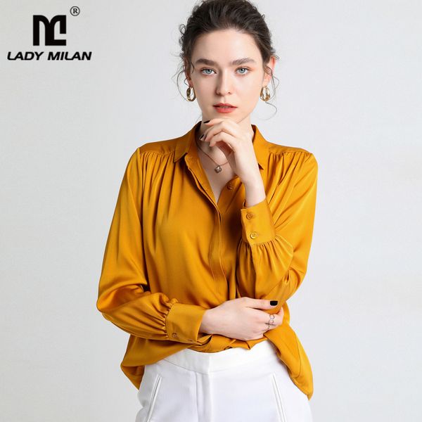 

100% heavy silk shirt turn down collar long sleeves ruched fashion shirt blouse, White