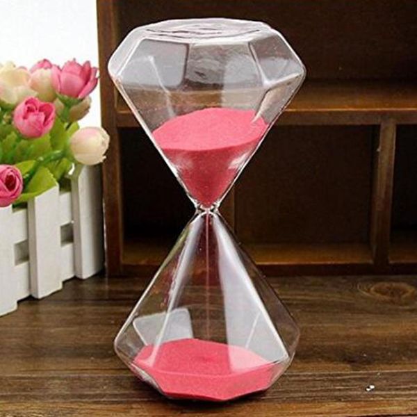 

15-30 minutes transparent glass sand hourglass creative sandglass diamond styling timer clock countdown timing home decor