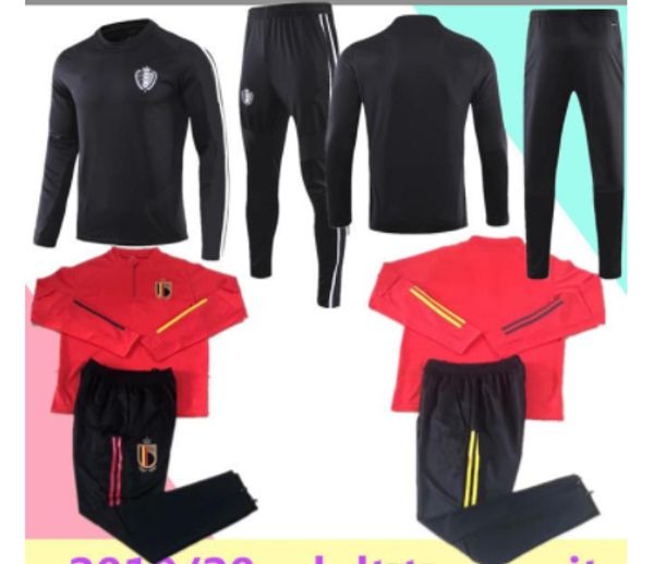 

2019 2020 belgium soccer jacket training suit 19/20 e.hazard witsel r.lukaku soccer football chandal jogging soccer training suit, Black