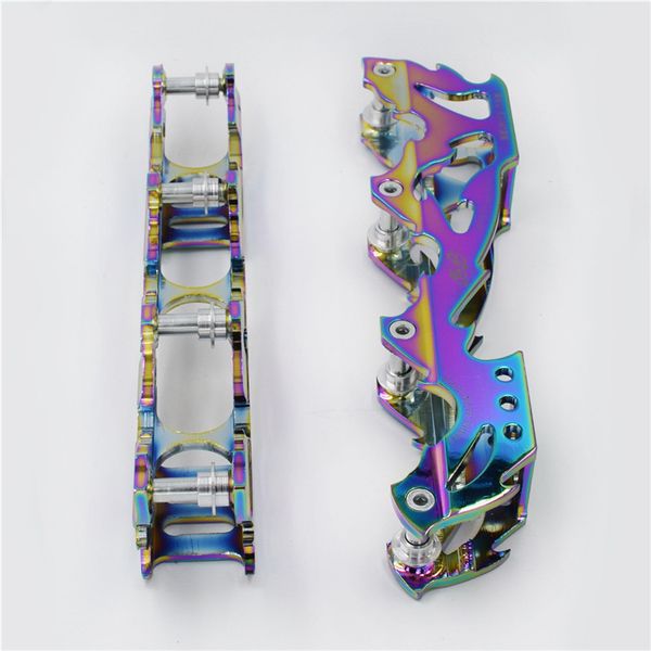 

rocked type 219mm 231mm 243mm roller skates frame 4x72mm 76mm 80mm inline slalom skates base fsk rockered banana rainbow silver