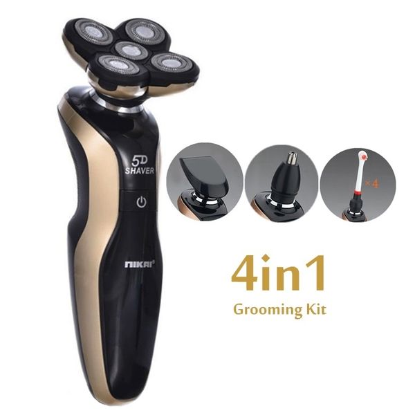 

4in1 grooming kit rotary electric shaver rechargeable male wet dry electric razor for men face 5d beard shaving machine washable