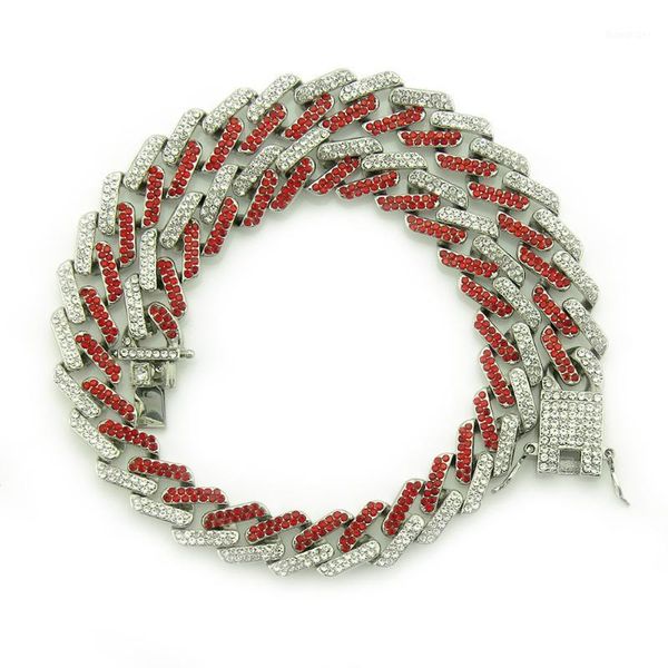 

chains men hip hop colorful diamond geometric square cuban necklace iced out tennis chain silver exaggerated men's necklace1