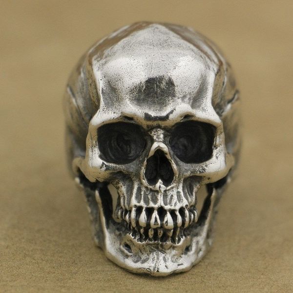 

men's calvarium skull ring gothic 316l stainless steel biker ring motorcycle band jewellery hip hop jewellery, Silver
