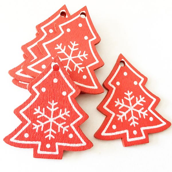 

10pcs new year natural wood christmas tree ornament wooden hanging pendants gifts snow elk christmas decora adornos de navidad
