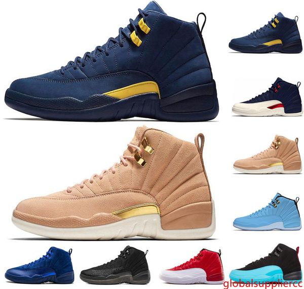 

мичиган мужчины 12 12s баскетбольной обуви колледжа вмс unc гамма синий vachetta плей-офф red мужской дизайнер обуви тренажёры спорт кроссов