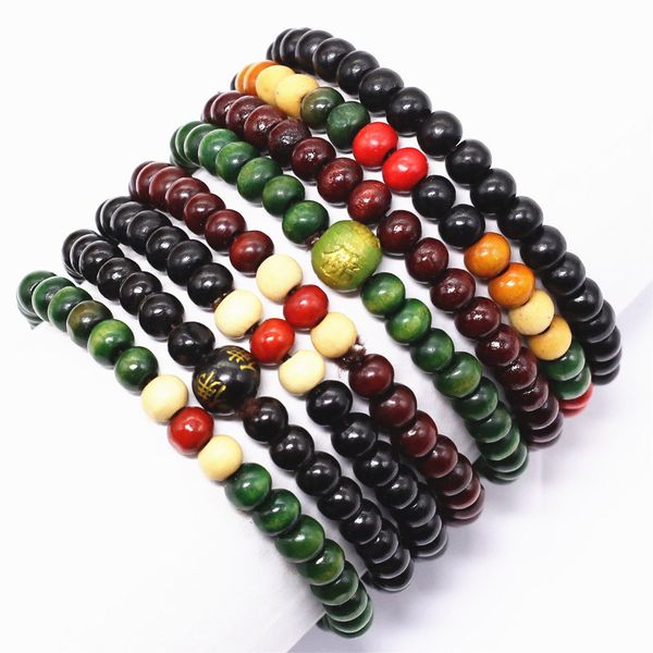 

fashion punk trendy boho wood beads bracelet men homme bracelets for women jewelry pulsera hombre erkek bileklik bijoux bangtan, Black