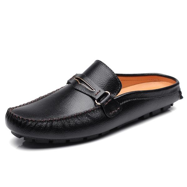 

epher mens loafers mens moccasins leather slippers men slip on casual shoes, Black