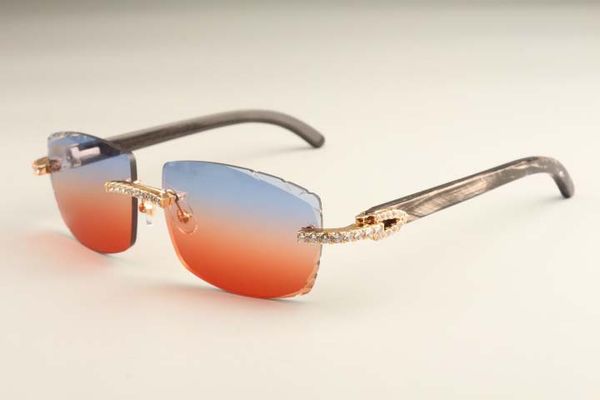 Роскошные модные ультра легкие солнцезащитные очки с бриллиантами T3524015-4, солнцезащитные очки с натуральным черным узором и рогами, линзы с гравировкой, бесплатная доставка