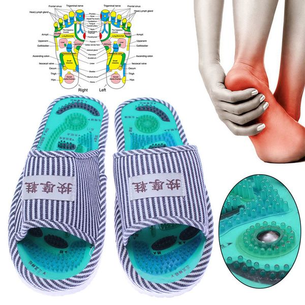 

newly massage slippers striped reflexology acupuncture sandals foot acupoint shoes for women men mx200425, Black