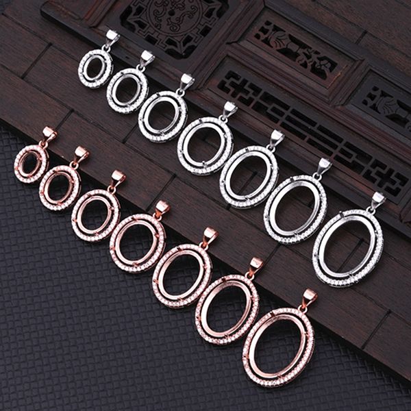 

925 sterling silver women pendant 6x8 8x10 10x12 12x14 12x16 13x18 15x20mm semi mount pendant setting cz