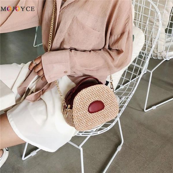 

straw woven shoulder messenger handbags women small chain crossbody bags