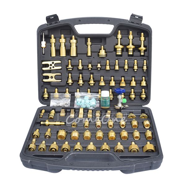 

car detection tool adaptere set for european american asia car 77pcs /set auto air conditioning leak test kit repair tool