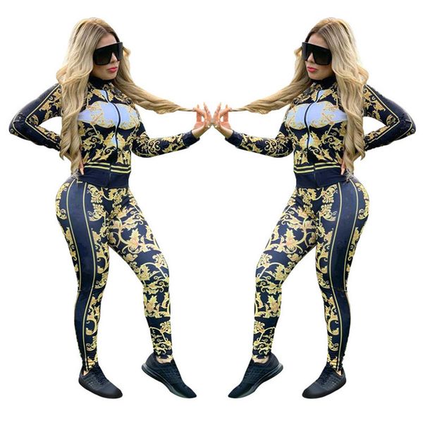 

womens designer tracksuits classical flora printed luxury two piece pants casual jacket 2pcs sets, White