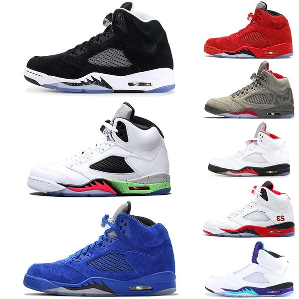 

Hot sale Mens 5 5s Basketball Shoes Grape Black Grape White International Flight-ORANGE PEEL white cement Oreo Mens Sneakers Trainers 7-13