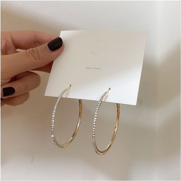 

small hoop earrings 925 silver piercing round earring for women exaggerated big ear rings clip gold color circle earring wedding, Golden;silver