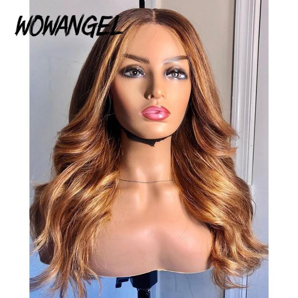 

13x6 body wave honey blond ombre color highlight 180% lace front human hair wigs for women remy brazilian invisible pre plucked, Black;brown