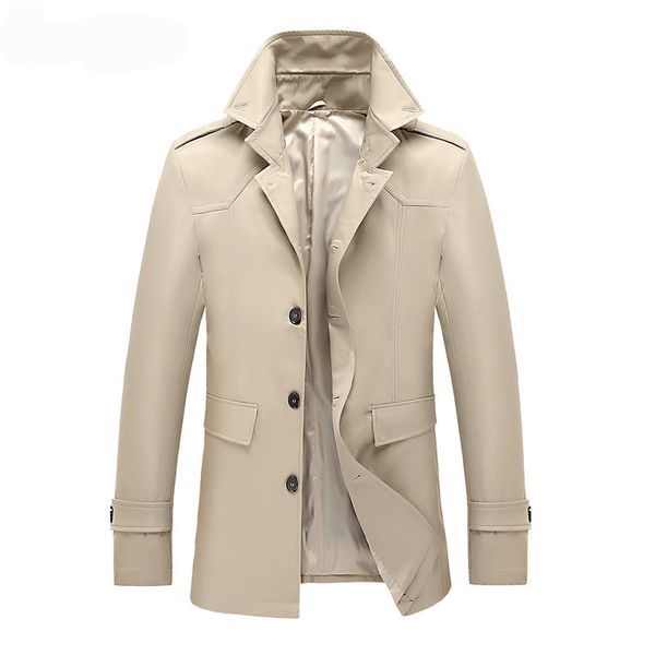 

moruancle men fashion trench coat british style overcoat male spring autumn windbreaker outerwear solid color single breasted, Tan;black