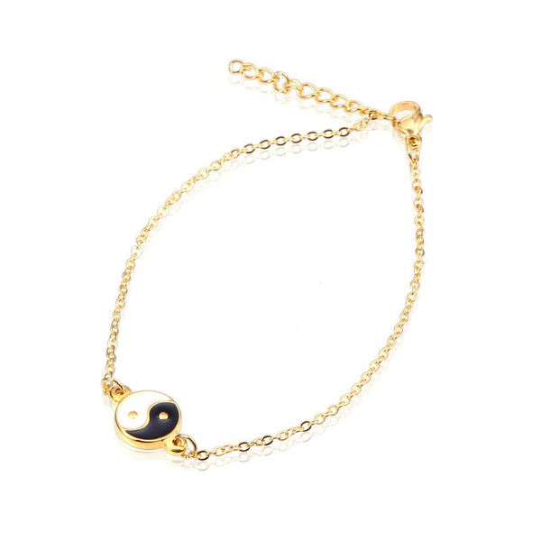 

yin yang bracelet women design tai chi yin and yang link bff chain link gossip bracelet female in stainless steel tai chi, Black