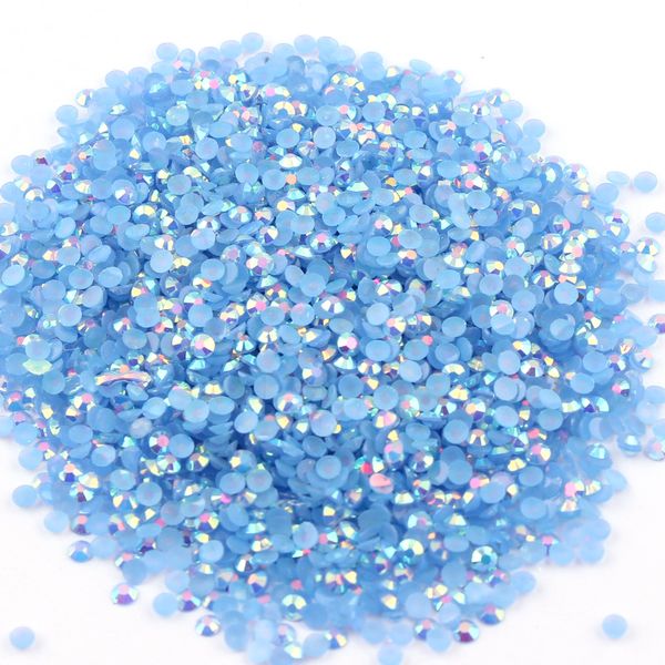 

light blue ab 2mm,3mm,4mm nail art resin jelly rhinestone round flatback for diy nail art accessories, Silver;gold