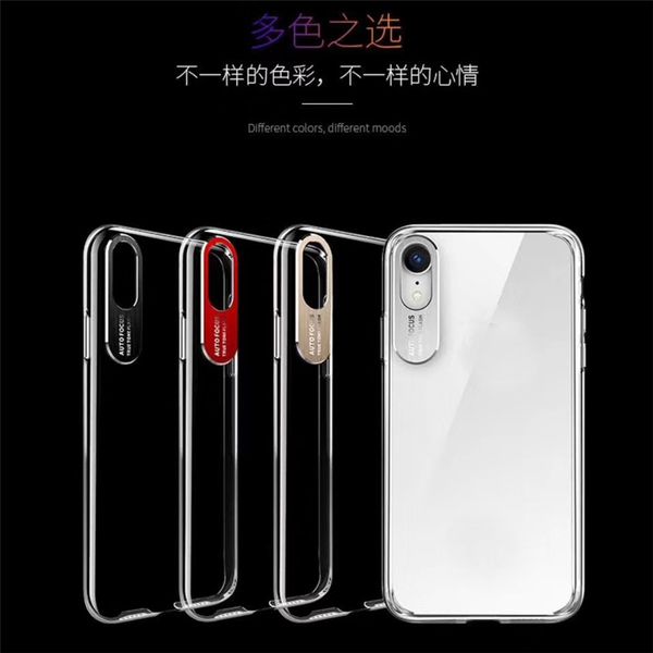 

50pc lot apply tran parent acrylic metal len to iphone x max mobile phone hell apple xr anti falling full package mobile phone ca e