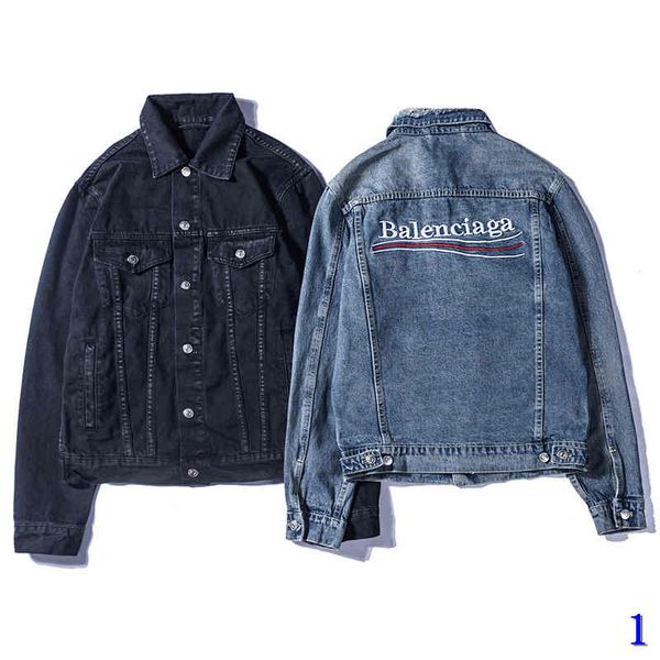 

wholesale men designer jackets fashion letter denim jacket men and women vintage style selvedge jean coats brand clothing denim jacket1, Black;brown