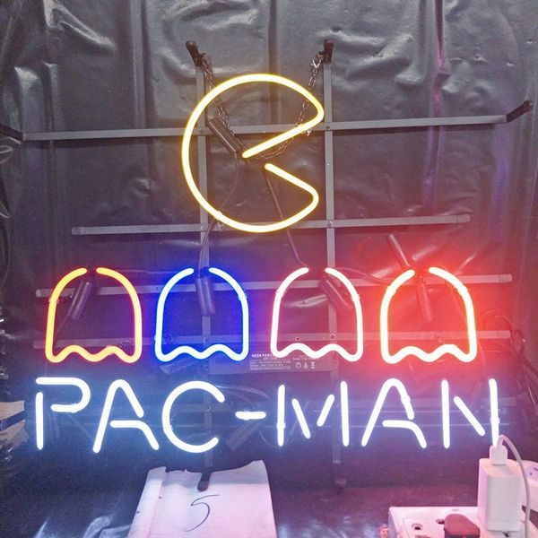 

pac-man neon sign lamp design beer advertising home decoration art gift display real glass neon light metal frame 17'' 24' 