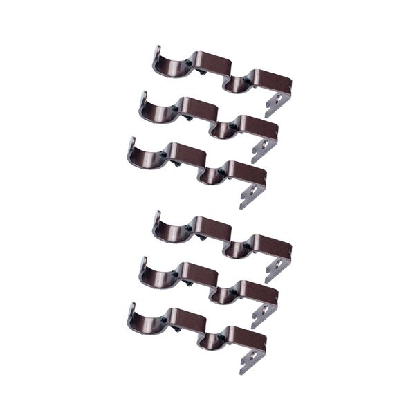 

brown 2 set of 6pcs adjustable window drapery double curtain rod bracket holder for 25.4 &15.8mm rod,heavy duty