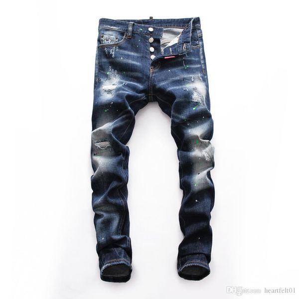 

brand jeans mens luxury designer jeans baggy biker high waisted ripped rock revival black skinny men jean jeckets long pants trousers 067, Blue